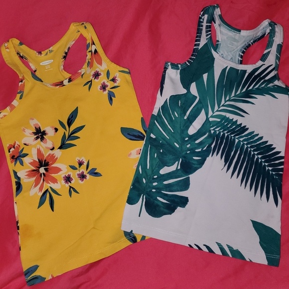 OLD NAVY FLORAL RACER BACK TANKS SIZE XS 5 FITTED - Picture 1 of 5